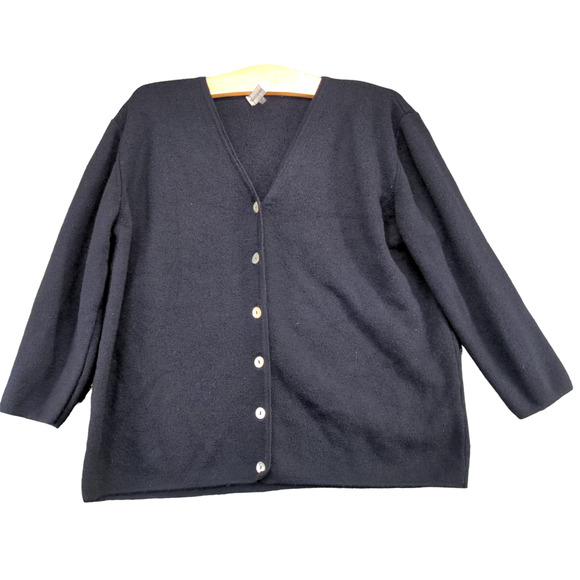 Franco Callegari Women's Button Front Knit Cardigan Sweater Blue Medium Merino - Picture 1 of 12